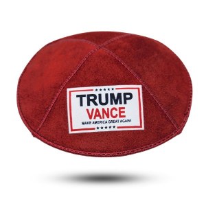 Picture of Yarmulke Trump Vance Logo 2024 Suede Red Large Size